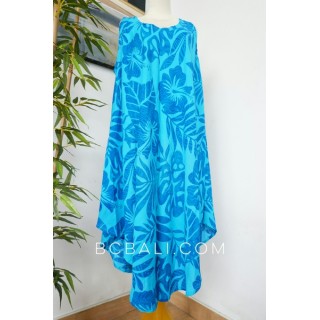 blue ocean hand printing rayon flower bamboo dress bali 